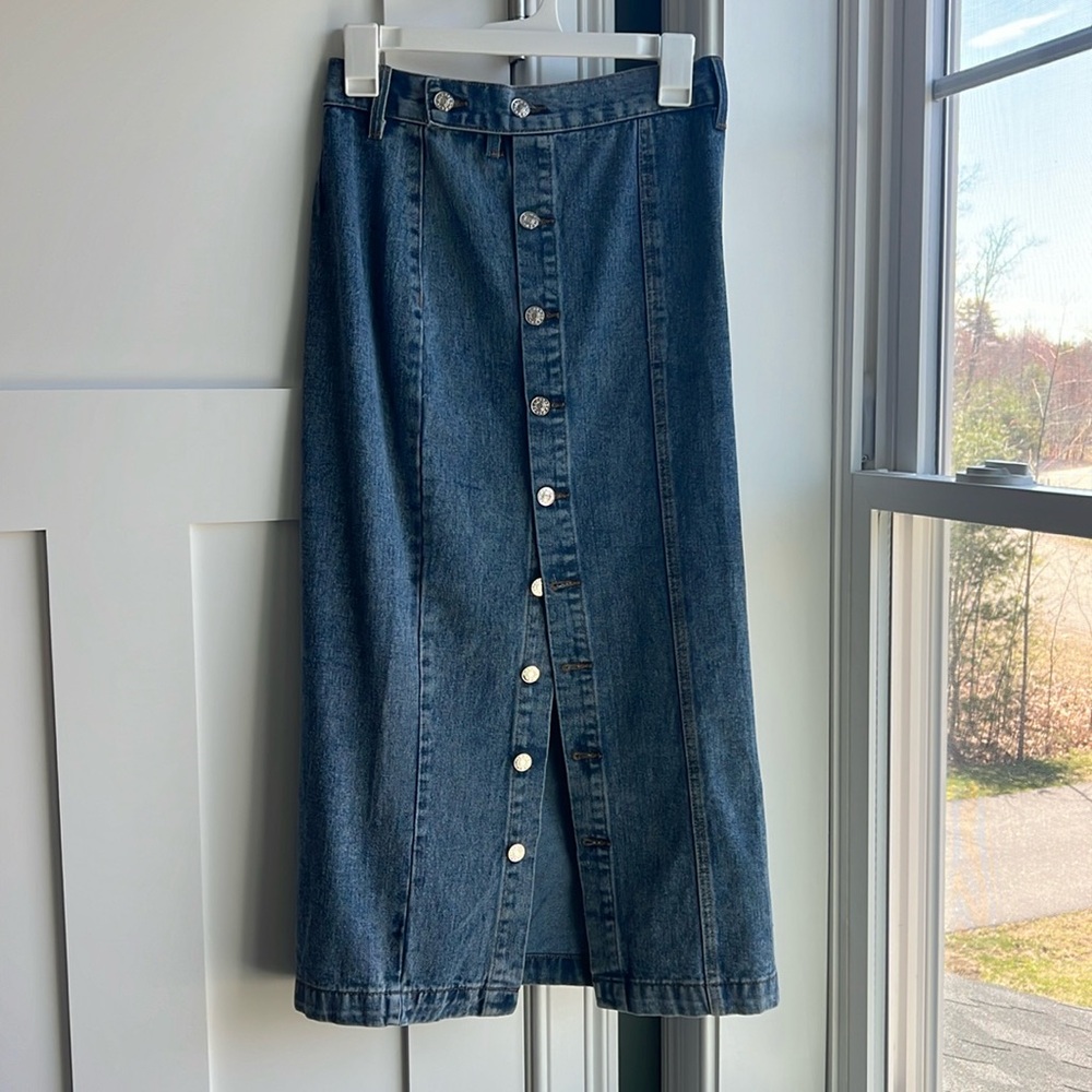 Button-down denim maxi skirt - NWT, size Small